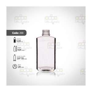 Iranian clear rectangular PET bottle, Meysam Daru Plast